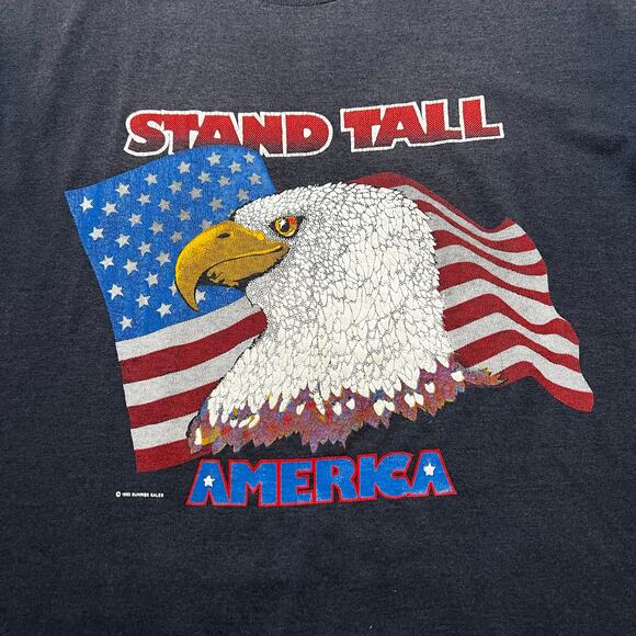 Vintage 90s flag bald eagle “Stand Talk America” T-shirt Men size Large Retro - Picture 2 of 10